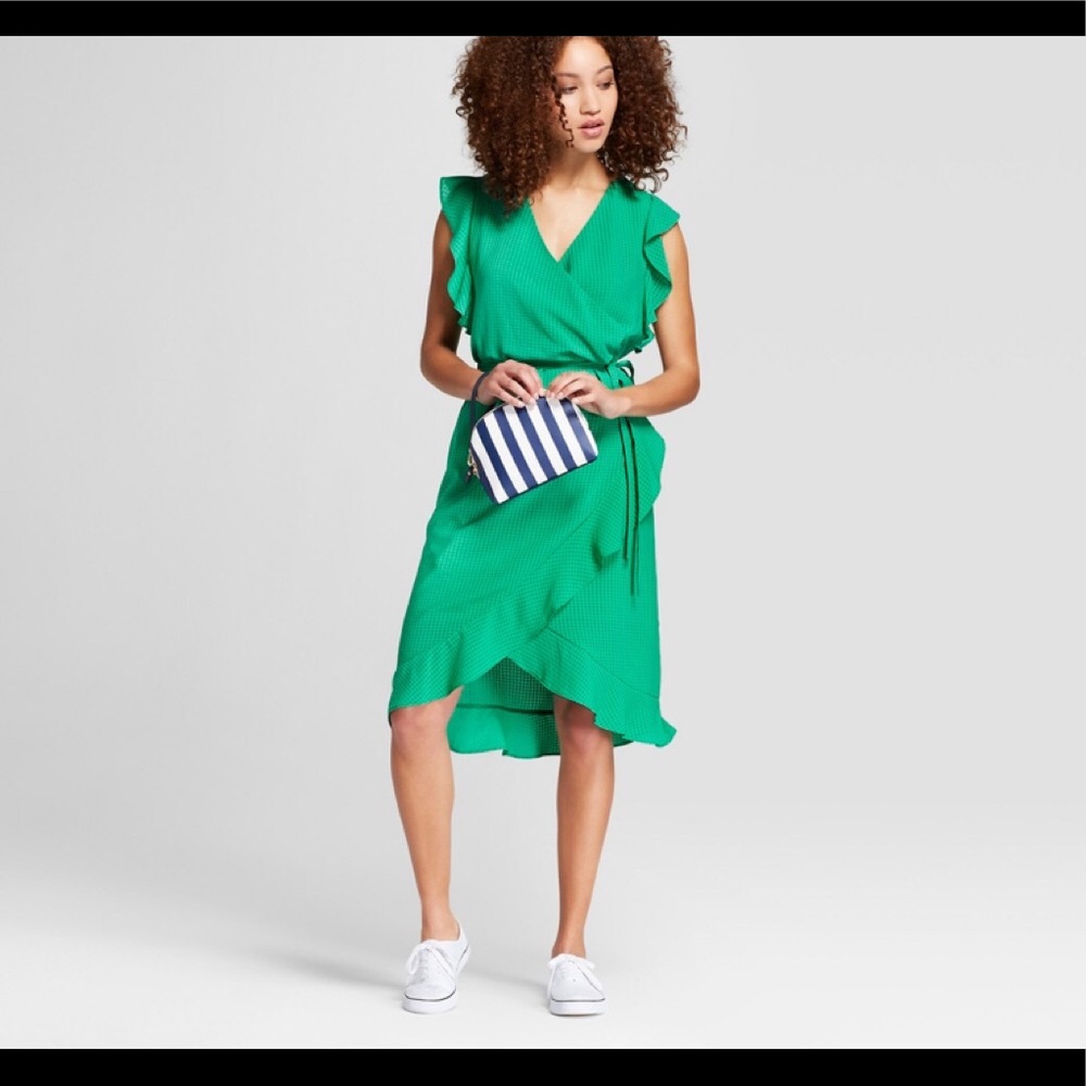 Jade Ruffle, high/low dress, Large